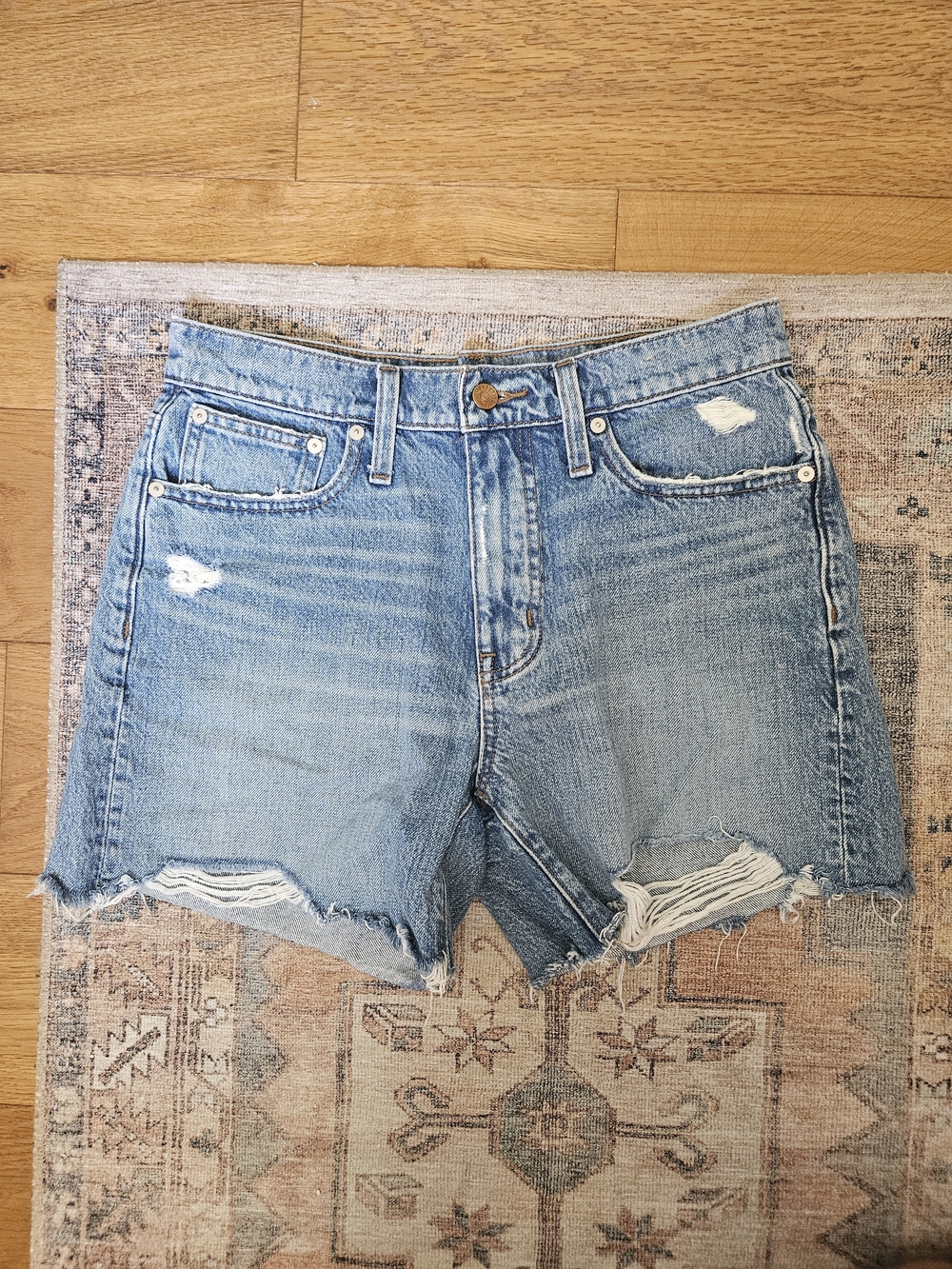 Madewell Light Blue Distressed Denim Cutoff Shorts